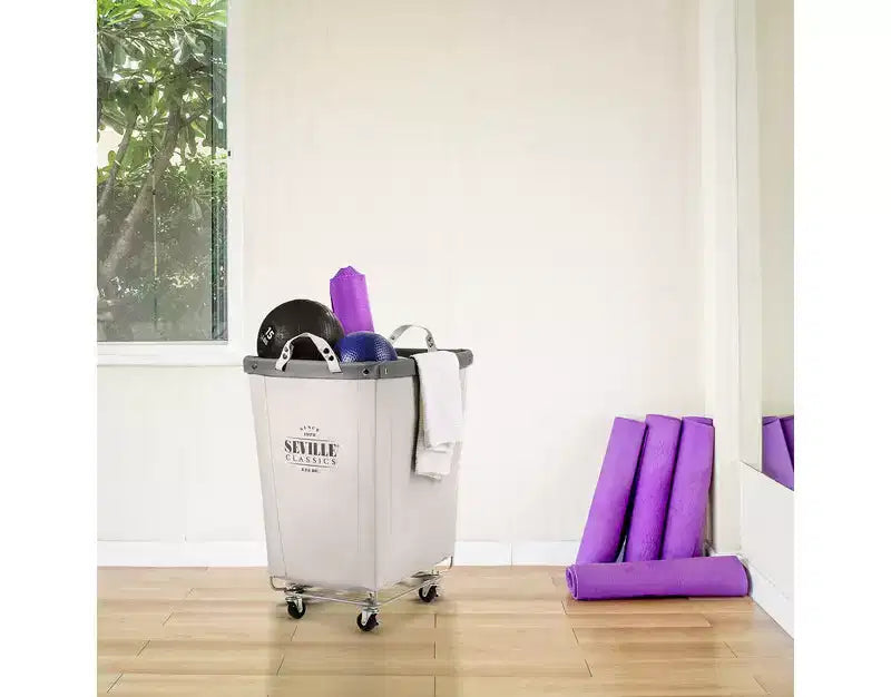 Cesto Portabiancheria con Ruote "Rolling Canvas" Bianco Naturale, per Uso Domestico (1 Persona) e Commerciale