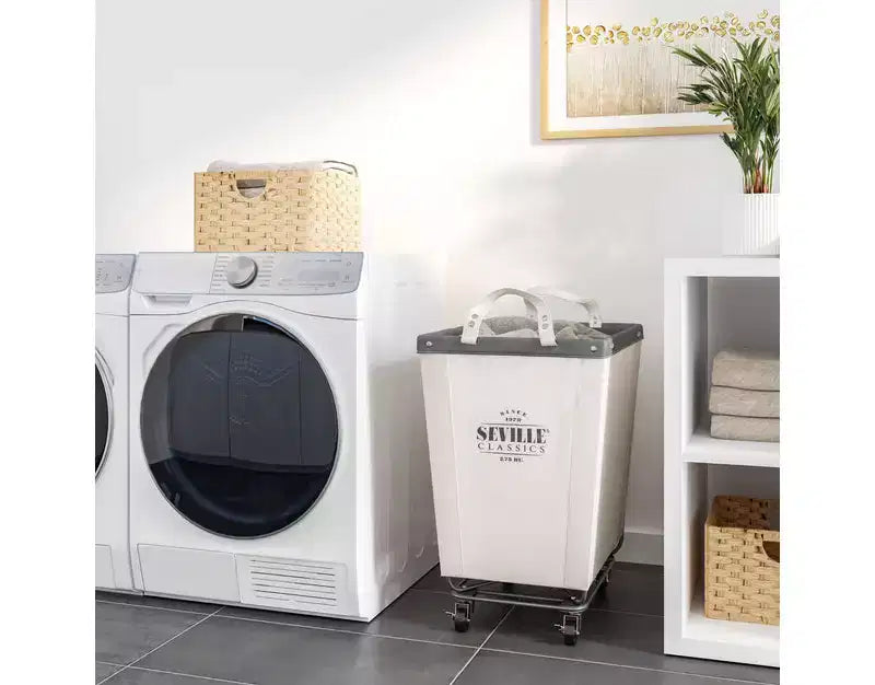 Cesto Portabiancheria con Ruote "Rolling Canvas" Bianco Naturale, per Uso Domestico (1 Persona) e Commerciale