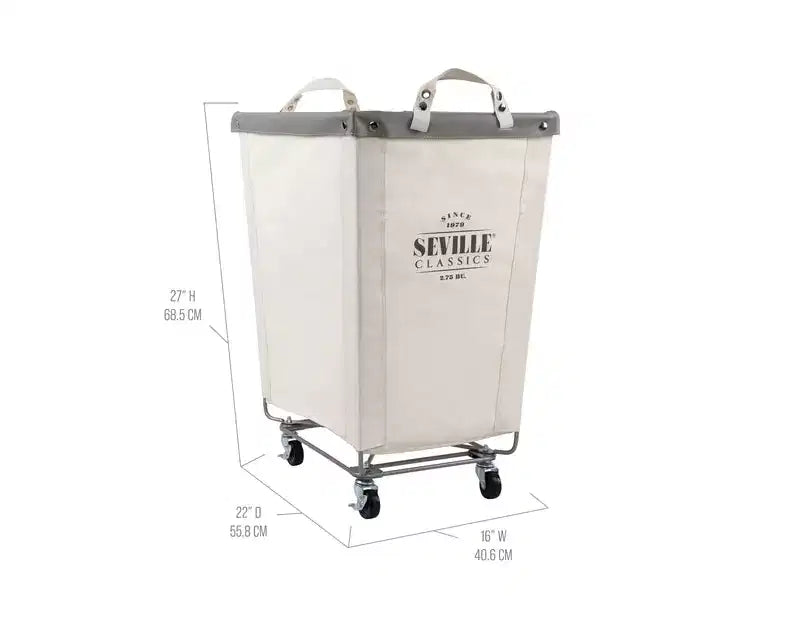 Cesto Portabiancheria con Ruote "Rolling Canvas" Bianco Naturale, per Uso Domestico (1 Persona) e Commerciale