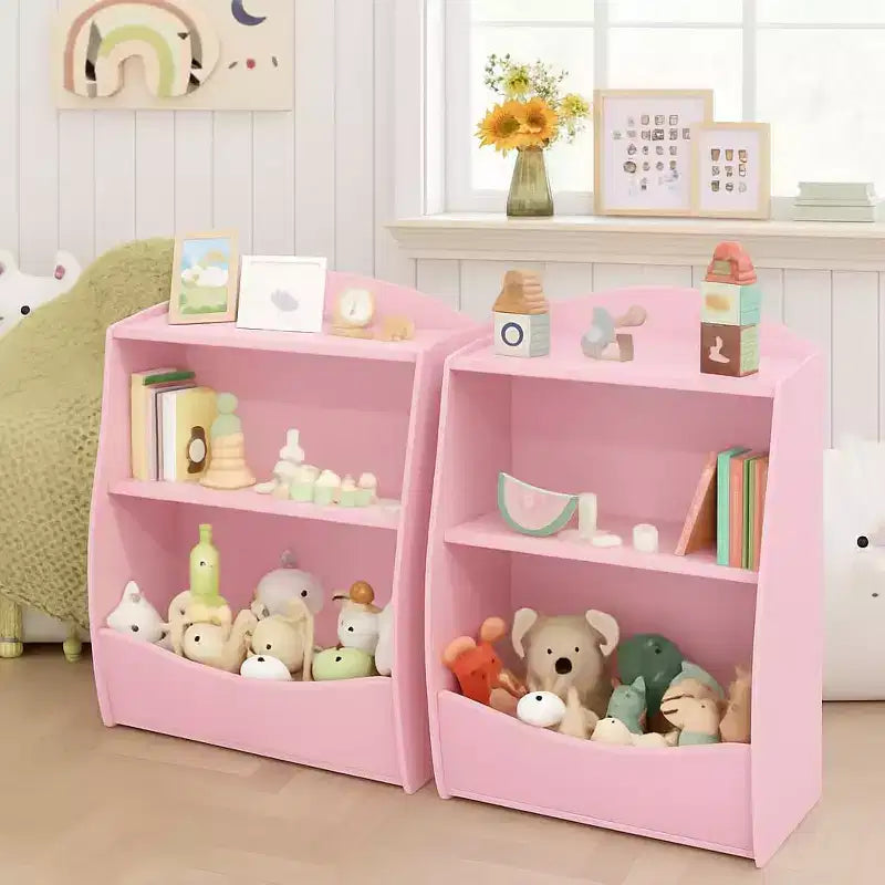 Libreria e organizer per giocattoli, organizer e contenitore per giocattoli da sala giochi, organizer per giocattoli in legno a 2 ripiani per camerette, soggiorno, camera da letto