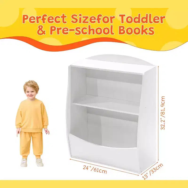 Libreria e organizer per giocattoli, organizer e contenitore per giocattoli da sala giochi, organizer per giocattoli in legno a 2 ripiani per camerette, soggiorno, camera da letto