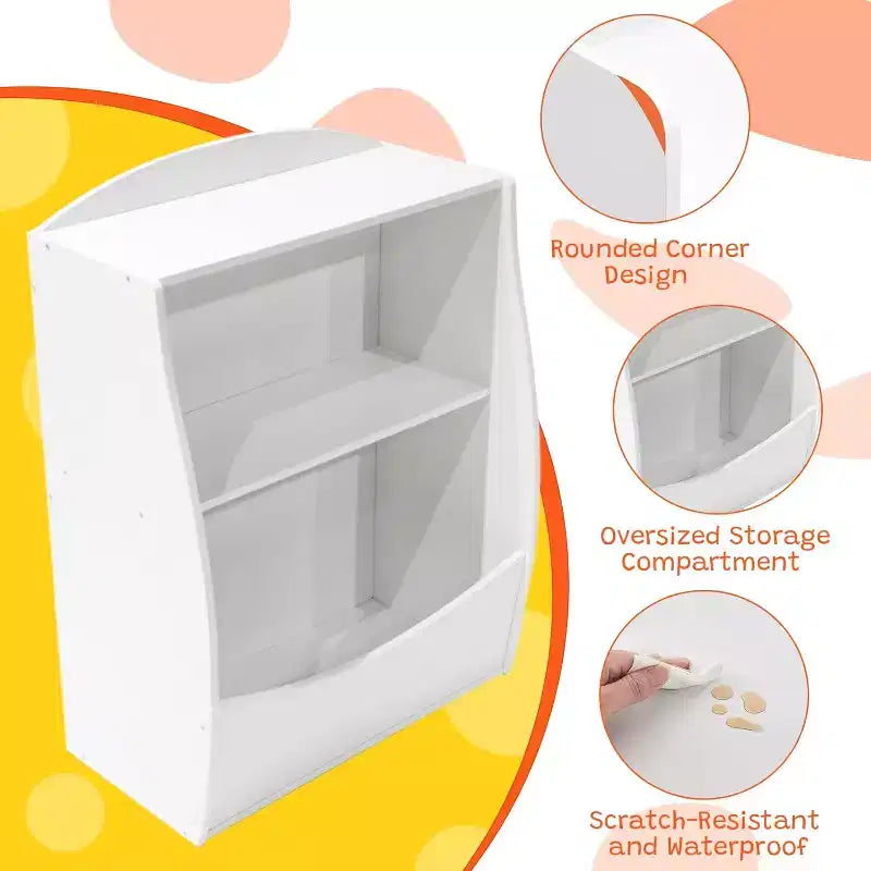 Libreria e organizer per giocattoli, organizer e contenitore per giocattoli da sala giochi, organizer per giocattoli in legno a 2 ripiani per camerette, soggiorno, camera da letto