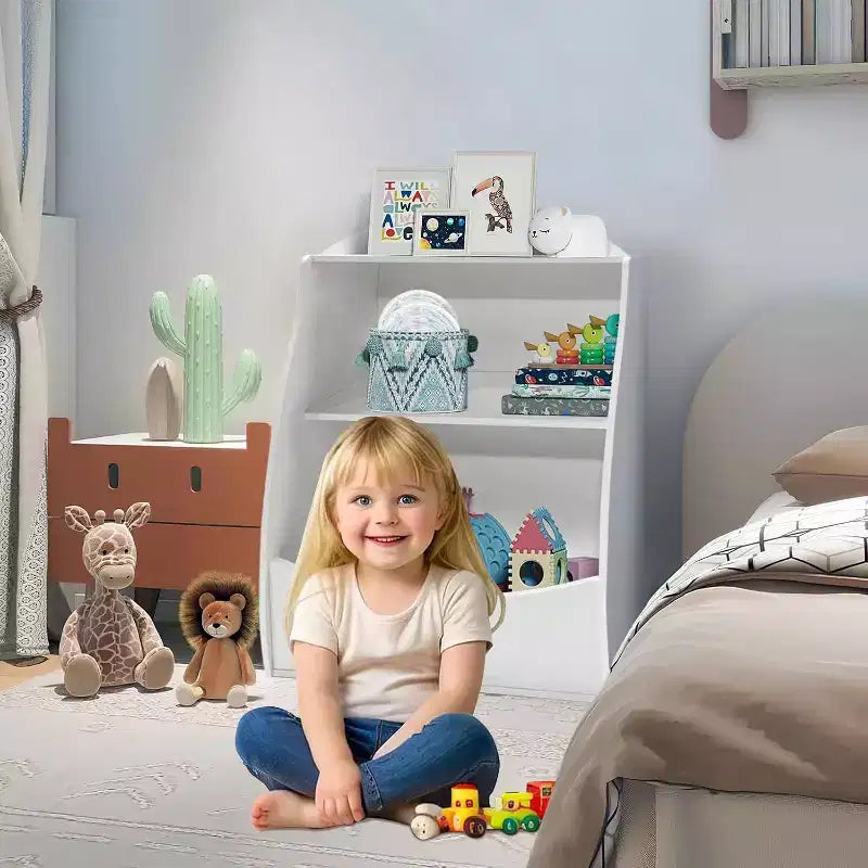 Libreria e organizer per giocattoli, organizer e contenitore per giocattoli da sala giochi, organizer per giocattoli in legno a 2 ripiani per camerette, soggiorno, camera da letto