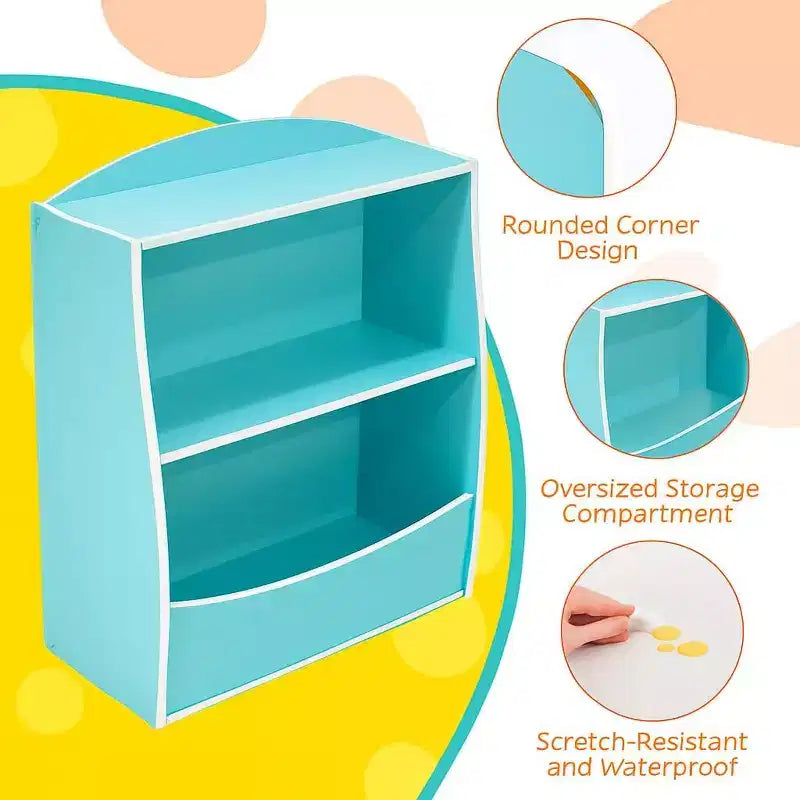 Libreria e organizer per giocattoli, organizer e contenitore per giocattoli da sala giochi, organizer per giocattoli in legno a 2 ripiani per camerette, soggiorno, camera da letto