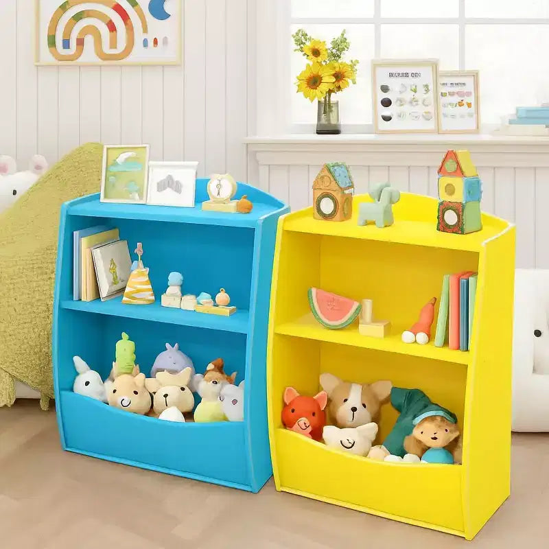 Libreria e organizer per giocattoli, organizer e contenitore per giocattoli da sala giochi, organizer per giocattoli in legno a 2 ripiani per camerette, soggiorno, camera da letto