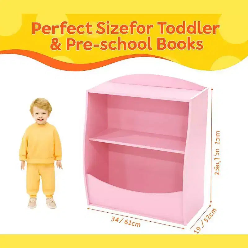 Libreria e organizer per giocattoli, organizer e contenitore per giocattoli da sala giochi, organizer per giocattoli in legno a 2 ripiani per camerette, soggiorno, camera da letto