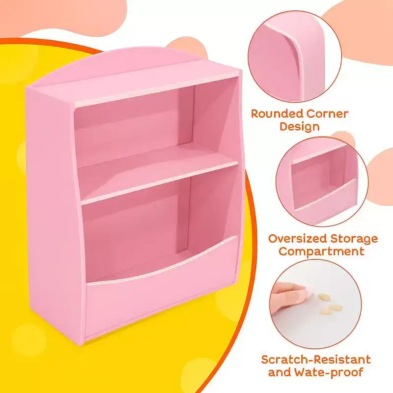 Libreria e organizer per giocattoli, organizer e contenitore per giocattoli da sala giochi, organizer per giocattoli in legno a 2 ripiani per camerette, soggiorno, camera da letto