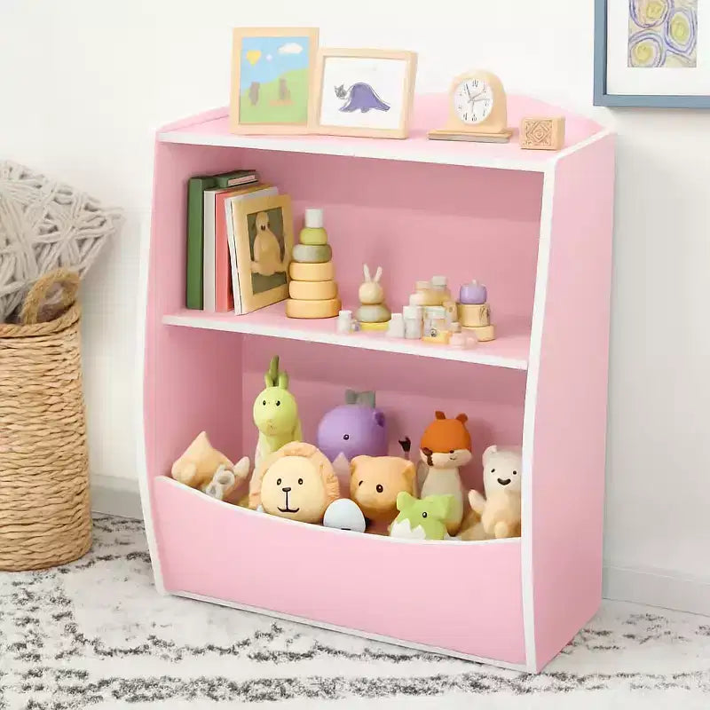 Libreria e organizer per giocattoli, organizer e contenitore per giocattoli da sala giochi, organizer per giocattoli in legno a 2 ripiani per camerette, soggiorno, camera da letto