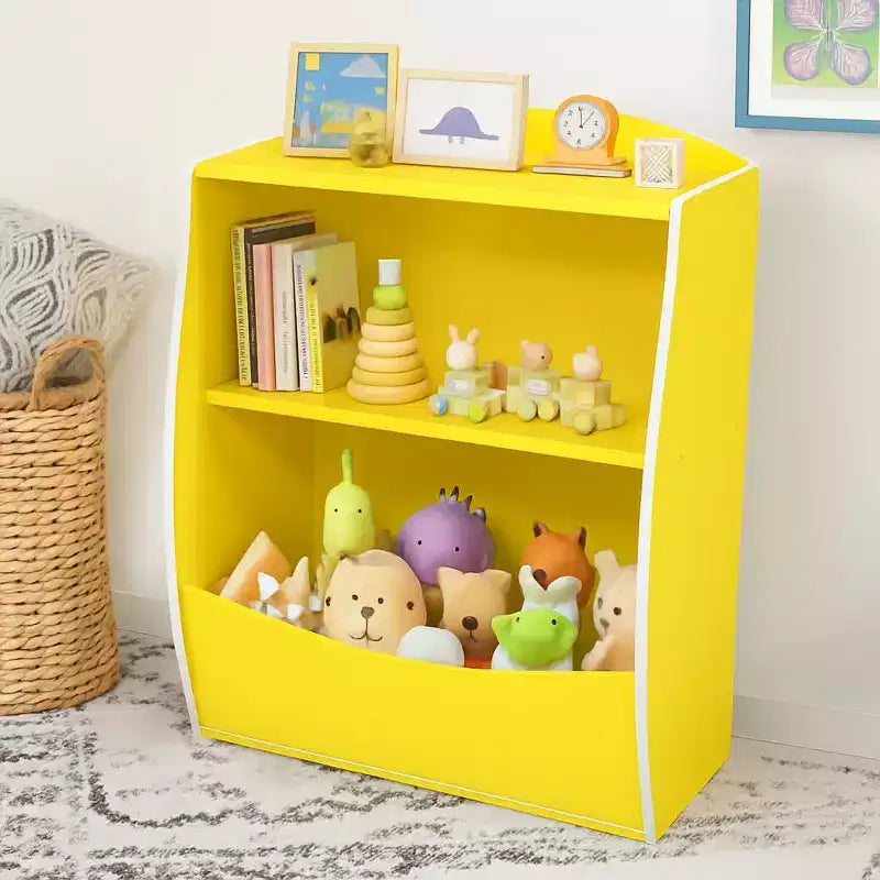 Libreria e organizer per giocattoli, organizer e contenitore per giocattoli da sala giochi, organizer per giocattoli in legno a 2 ripiani per camerette, soggiorno, camera da letto
