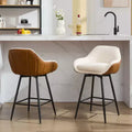 Set of 2 Counter Height Bar Chair with Backs and Armrests, 360 Swivel for Home Bar Pubs