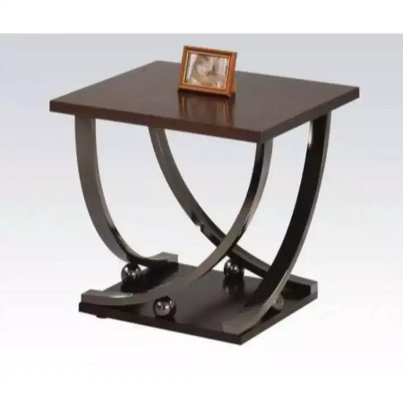 Royal Hampton Wood and Metal End Table with Sweeping Legs