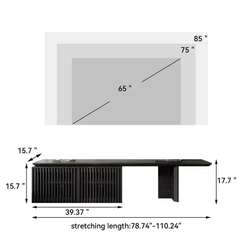 Mobile TV allungabile per TV fino a 85", stile moderno, stanza singola
