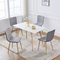 Set di 4 sedie da pranzo, in tessuto grigio/nero e PU con schienale medio e gambe in metallo effetto rovere