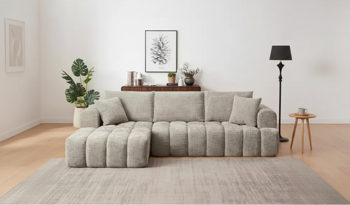 GDFStudio Hahn Modern 108 Chenille Sectional Sofa, Tufted Modular Design with Pocket Spring Support