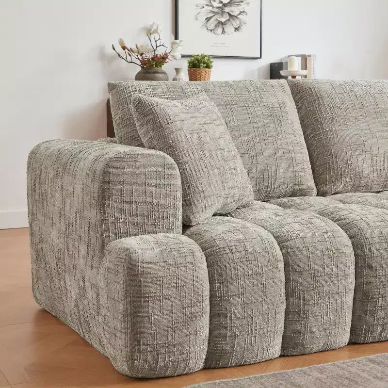 Divano 274 cm in ciniglia con chaise longue, trapuntato, 3 posti