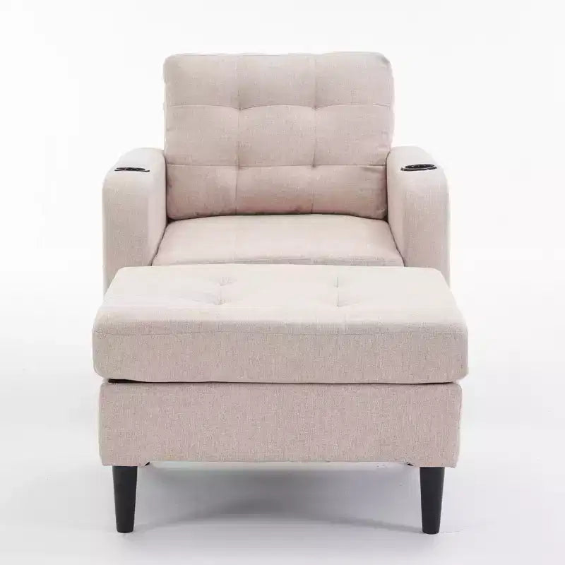 Set di poltrona tufted moderna e pouf contenitore per 1 persona