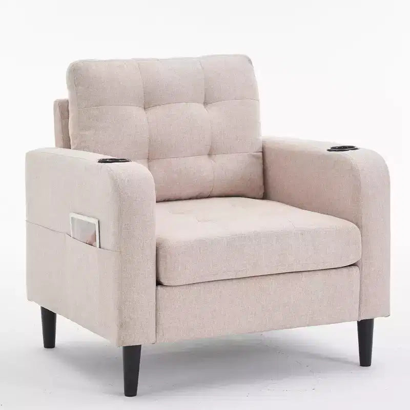 Set di poltrona tufted moderna e pouf contenitore per 1 persona