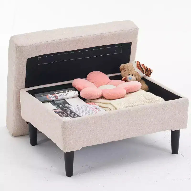 Set di poltrona tufted moderna e pouf contenitore per 1 persona