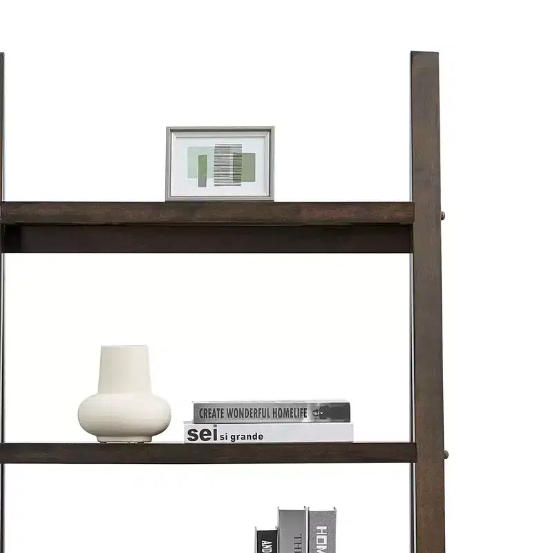 Libreria a Scala a 5 Ripiani in Noce con Scaffali Aperti