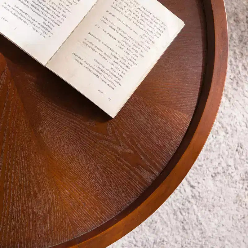 Tavolino rotondo marrone con spazio di archiviazione nascosto per 1 persona