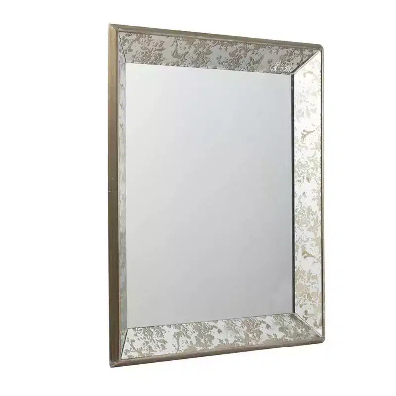 Specchio da parete quadrato color argento 24x24 con cornice floreale, singolo, montaggio a parete