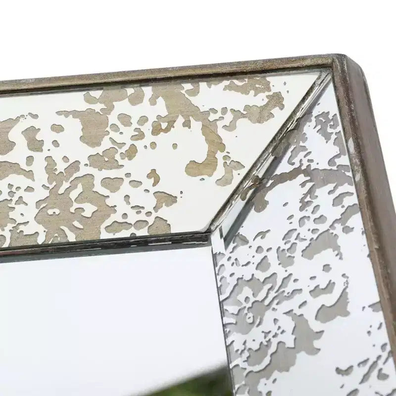 Specchio da parete quadrato color argento 24x24 con cornice floreale, singolo, montaggio a parete
