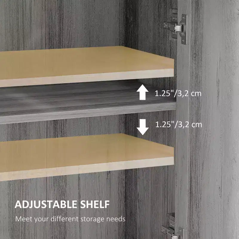 Mobile credenza con cassetto, Marrone/Grigio/Bianco/Grigio chiaro, Per 1–2 stanze