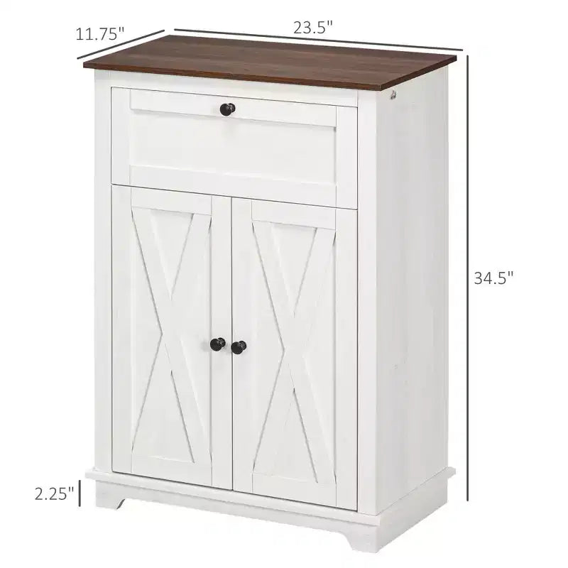 Mobile credenza con cassetto, Marrone/Grigio/Bianco/Grigio chiaro, Per 1–2 stanze