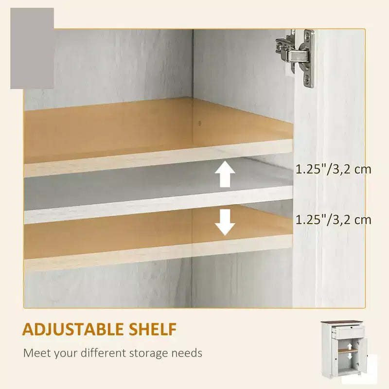 Mobile credenza con cassetto, Marrone/Grigio/Bianco/Grigio chiaro, Per 1–2 stanze