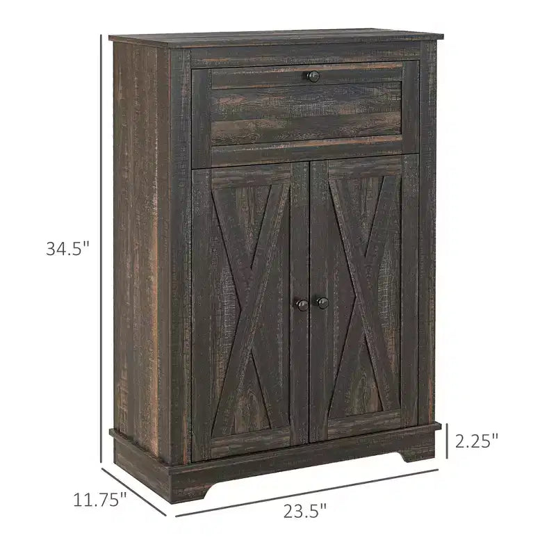 Mobile credenza con cassetto, Marrone/Grigio/Bianco/Grigio chiaro, Per 1–2 stanze