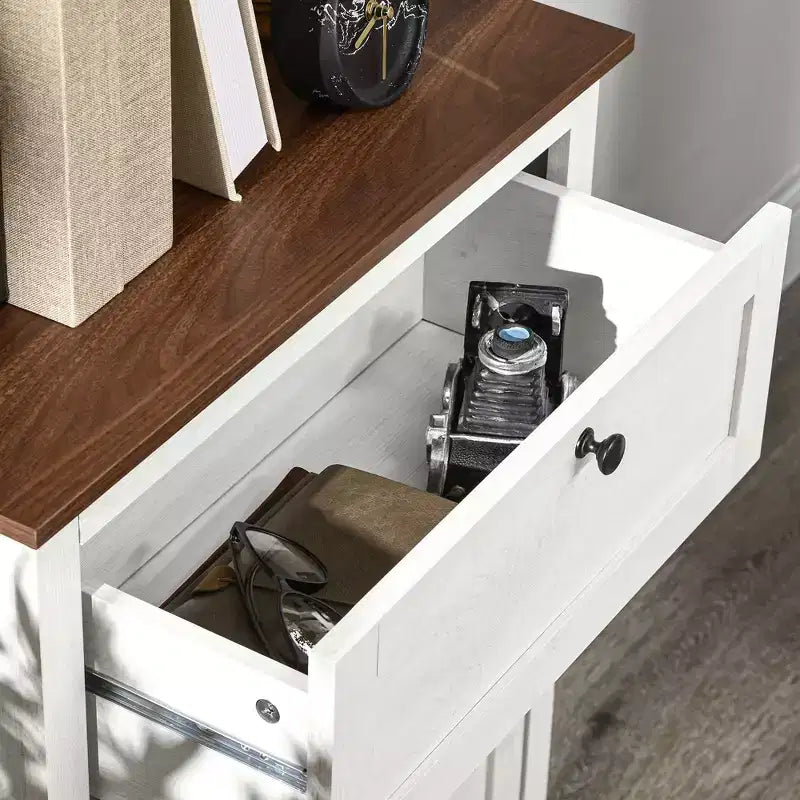Mobile credenza con cassetto, Marrone/Grigio/Bianco/Grigio chiaro, Per 1–2 stanze