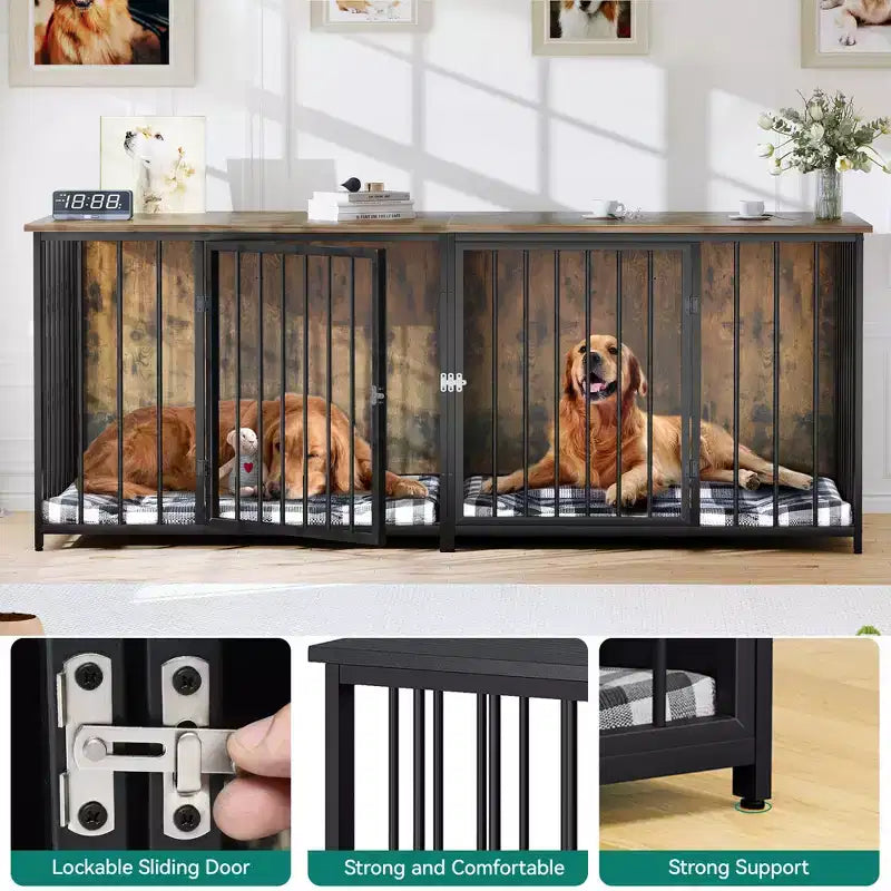 Mobile TV da interno per 2 cani di taglia media, resistente, 200 cm, colore marrone