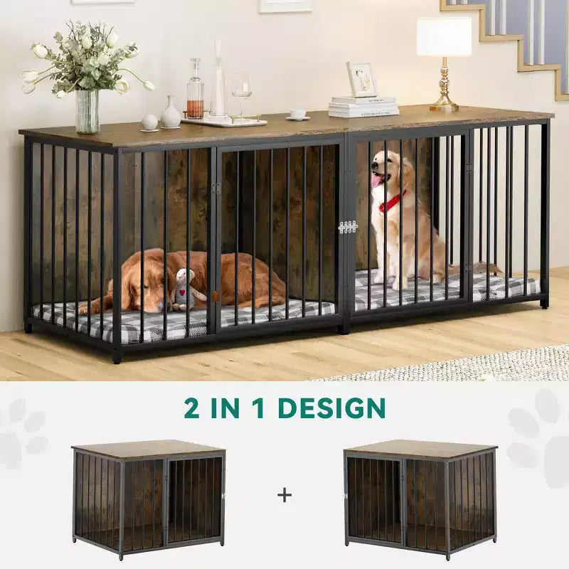 Mobile TV da interno per 2 cani di taglia media, resistente, 200 cm, colore marrone