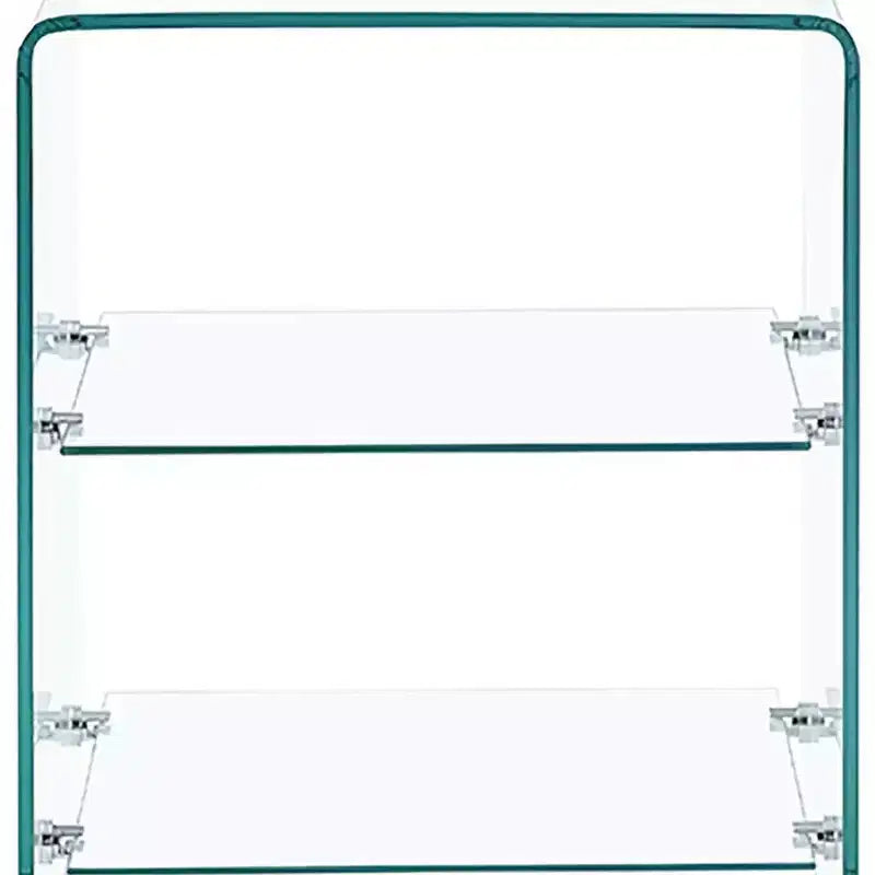 Tavolino finale in vetro bianco da 18" con due ripiani