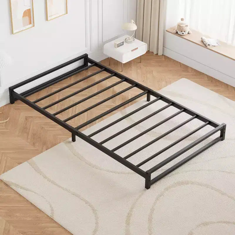 Struttura letto a piattaforma in metallo, doghe in acciaio resistenti, nessun box-spring richiesto, facile montaggio, nero