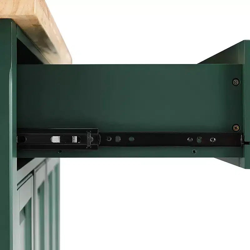 Carrello da Cucina in Legno Verde Smeraldo con 3 Ante e 3 Ripiani, Montaggio da 1 Persona