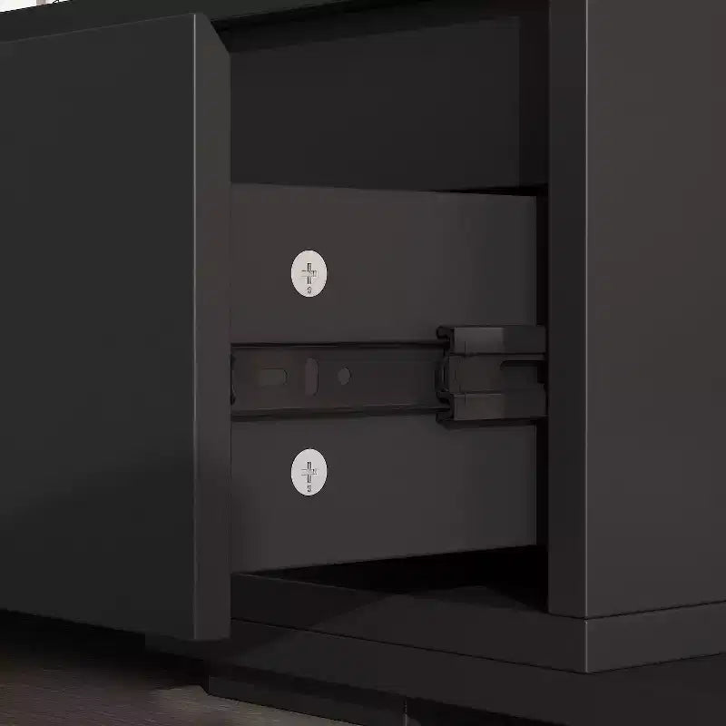 Mobile TV nero allungabile con luci LED RGB, 2 ante e 2 cassetti (adatto per TV da 55" a 80", montaggio a 1 persona)