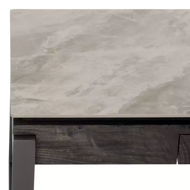 Tavolino rettangolare con cassetto, piano in pietra (Nero/Marrone/Grigio)