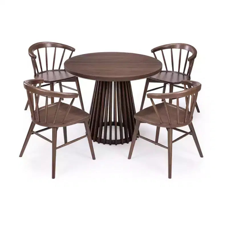 Sedia da pranzo in legno massello, biondo/noce, stile Windsor senza braccioli, 1 posto
