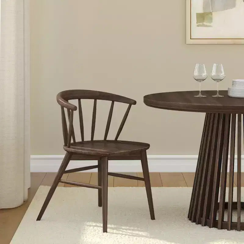 Sedia da pranzo in legno massello, biondo/noce, stile Windsor senza braccioli, 1 posto