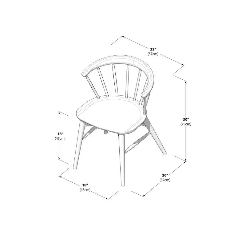 Sedia da pranzo in legno massello, biondo/noce, stile Windsor senza braccioli, 1 posto