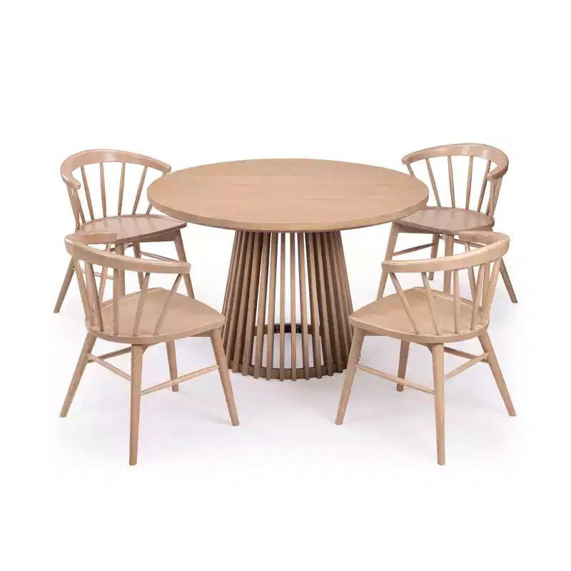 Sedia da pranzo in legno massello, biondo/noce, stile Windsor senza braccioli, 1 posto