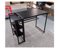 35-inch folding coffee table/computer desk with storage shelves, space-saving, sturdy and durable, no assembly required.