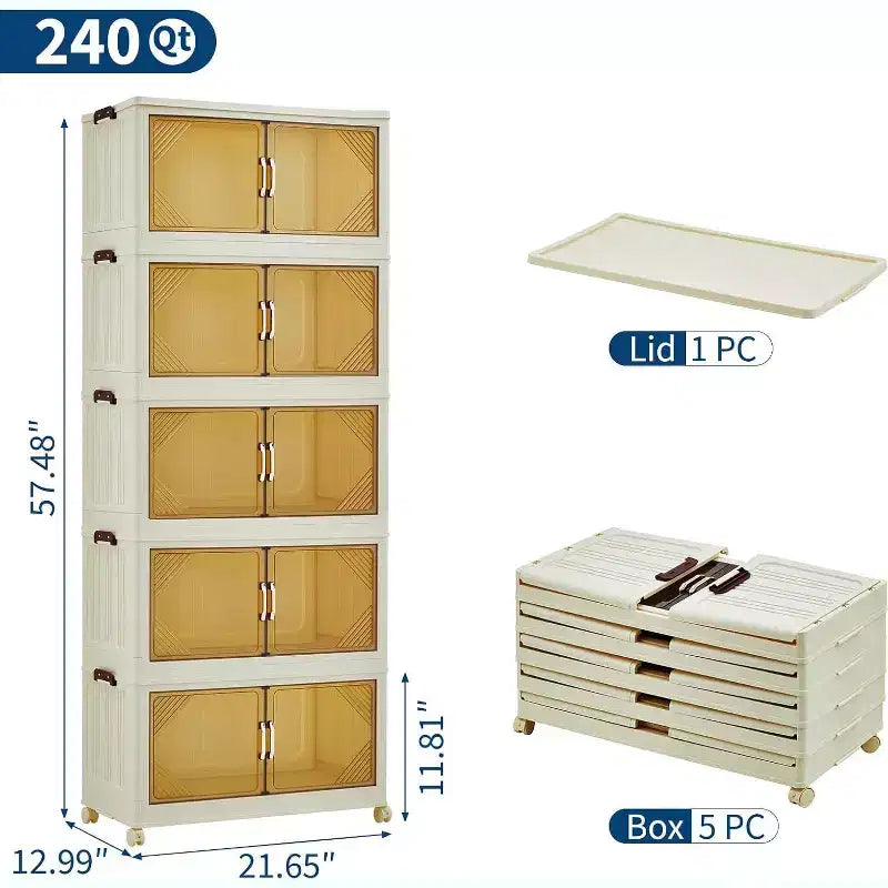 Contenitori portaoggetti in plastica con ruote bloccabili e coperchi – Organizer da armadio con cassetto per ufficio e camera da letto