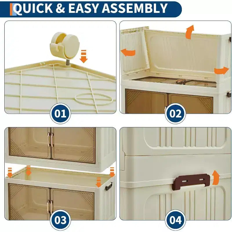 Contenitori portaoggetti in plastica con ruote bloccabili e coperchi – Organizer da armadio con cassetto per ufficio e camera da letto