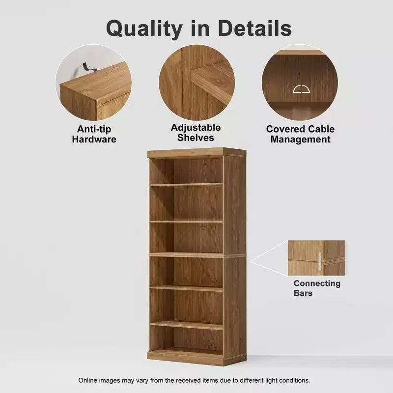 Libreria a giorno in legno naturale – 2 ripiani, unità singola