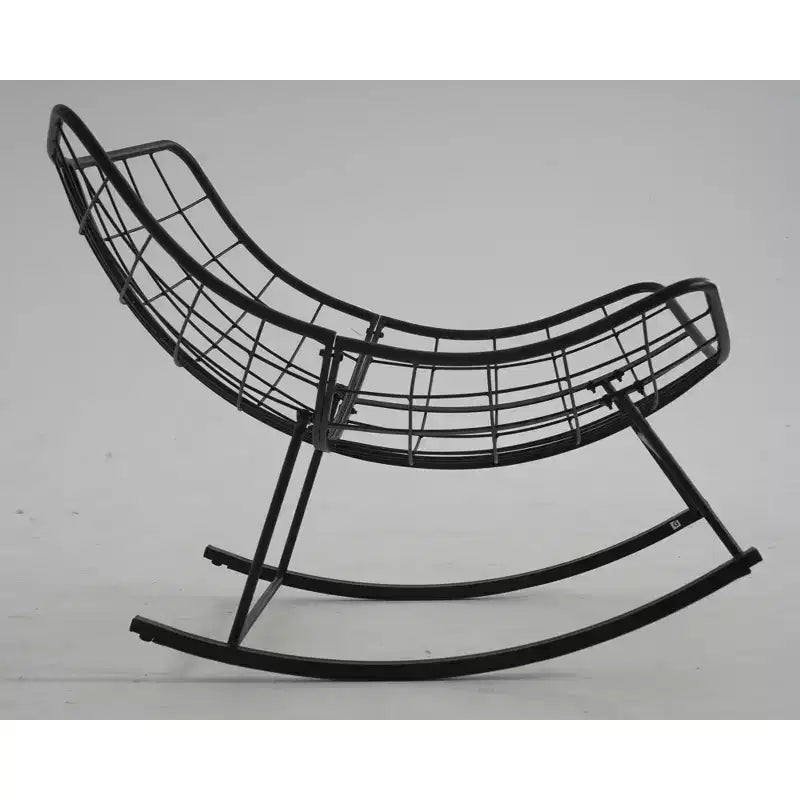 Poltrona dondolo Papasan beige con poggiapiedi, 2 posti