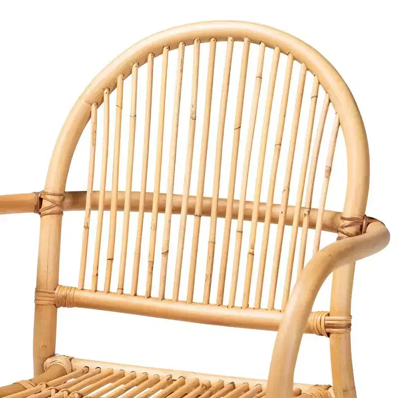Sgabello da bancone in rattan marrone naturale con braccioli, 1 posto