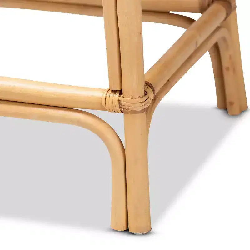 Sgabello da bancone in rattan marrone naturale con braccioli, 1 posto