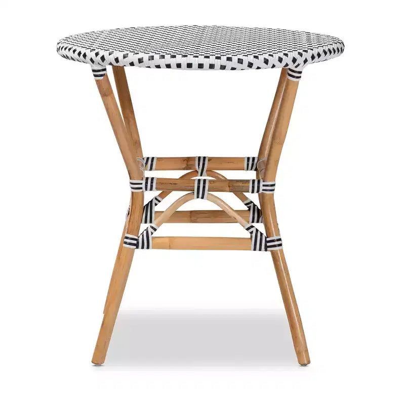 Tavolo da pranzo rotondo in rattan, Marrone/Bianco, 4 posti